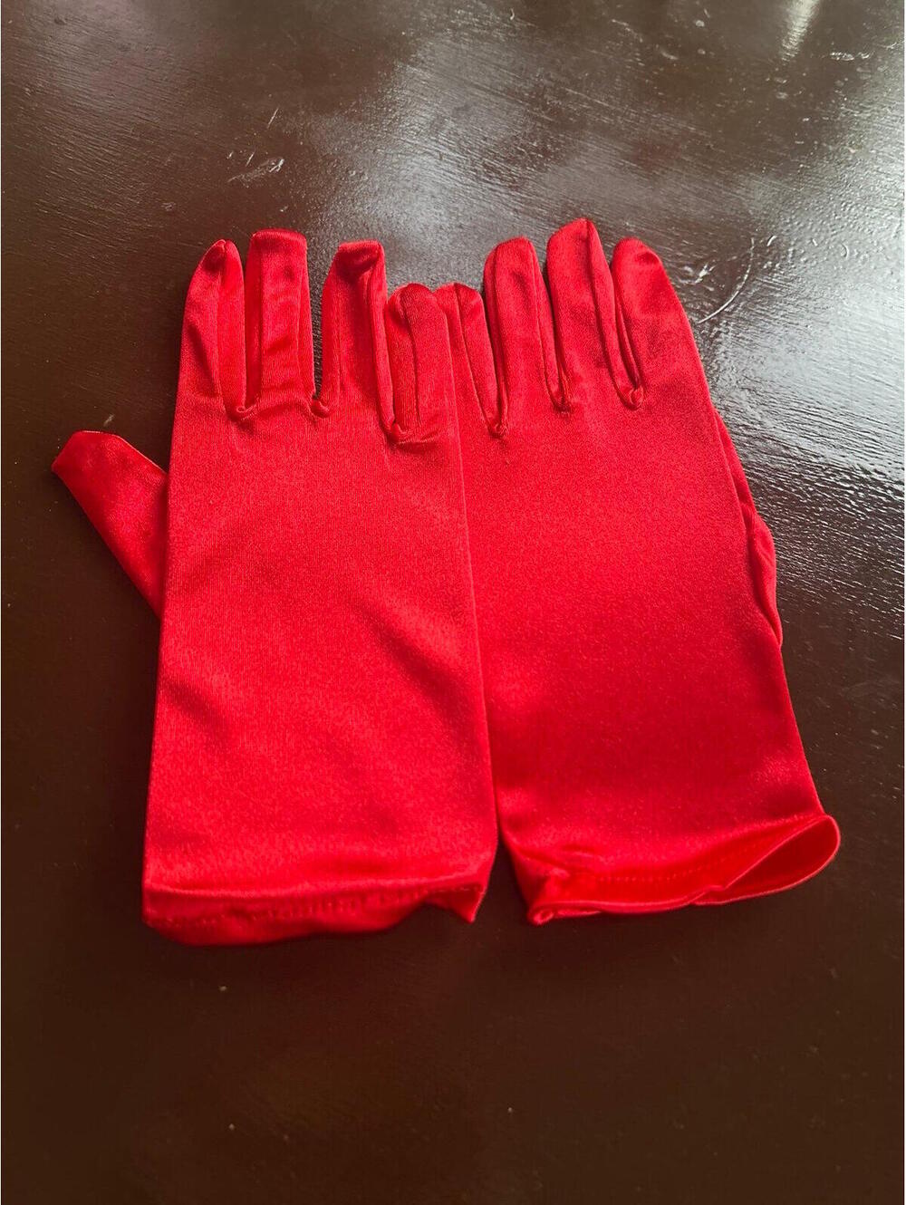 C75 woman gloves red satin party costume gorgeous color - Picture 2 of 2